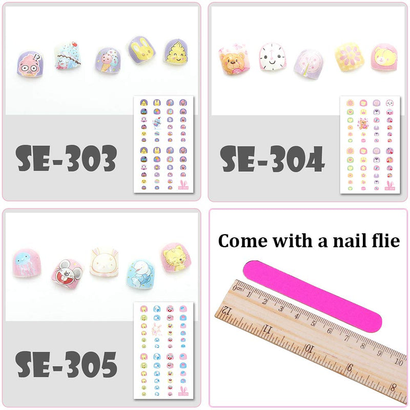 EBANKU Self Adhesive Nail Art Stickers for Kids with Nail File, 12 Sheets 3D Fruits Moon Crowns Rainbow Ice Cream Animals Lovely Nail Stickers Decals Wraps for Girls Kids Holiday Nail Art Decals - BeesActive Australia