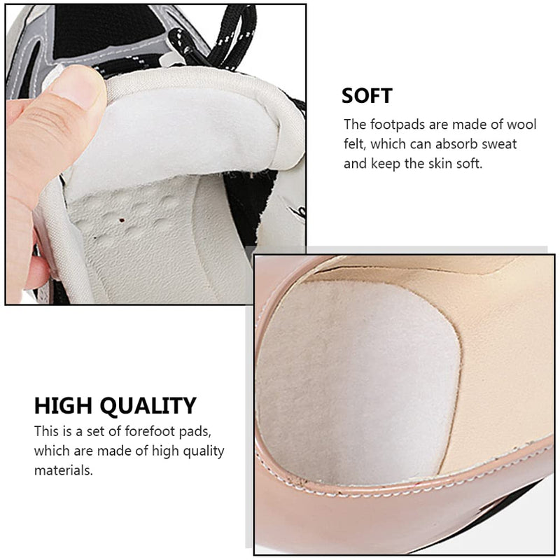 EXCEART Invisible Forefoot Cushion 5 Pairs Shoes Tongue Stick Cushions Thin Felt Forefoot Pads Foot Pain ( White ) - BeesActive Australia