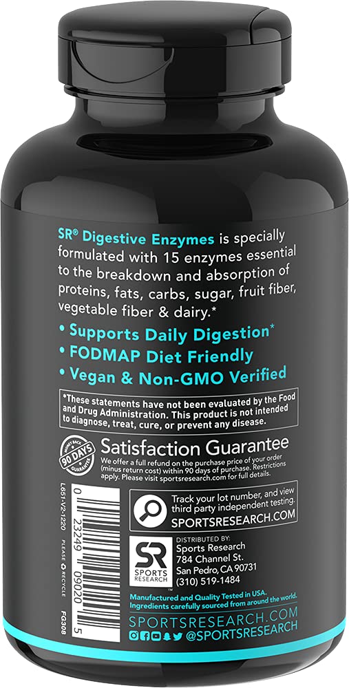 SR® Digestive Enzymes with Probiotics and Ginger - Plant Based Supplement for Dairy, Protein, Sugar & Carbs Digestion - Non-GMO Verified & Vegan Certified (90 Veggie Capsules) - BeesActive Australia