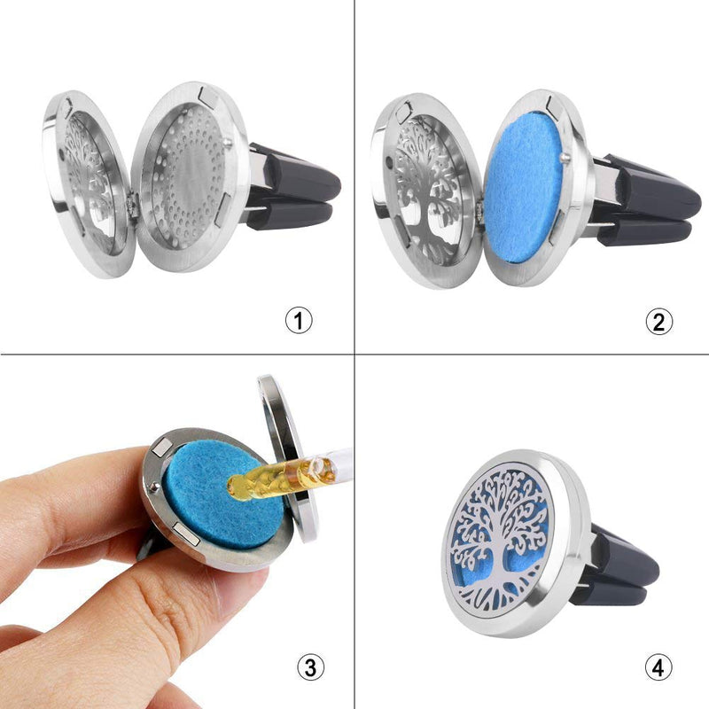 Vicloon Car Aromatherapy Essential Oil Diffuser，Car Air Freshener Vent Clip Locket 2 Feet Clip and 10 Refill Felt Pads，Car Aromatherapy Diffuser Locket Car Oil Diffuser for Car, Office or Other Places B - BeesActive Australia