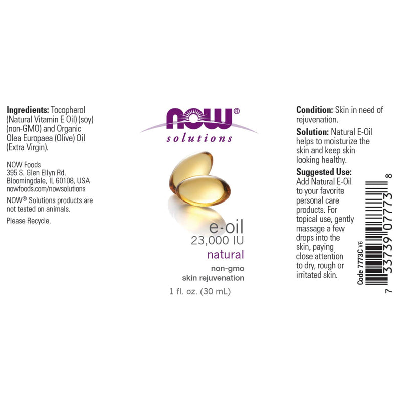 NOW Solutions, E-Oil 23,000 IU, Natural Skin Rejuvenation, Skin Moisturizer, 1-Ounce - BeesActive Australia