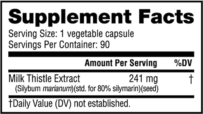 European Milk Thistle (80% Silymarin standardized) 90 tablets Milk Thistle Full Spectrum Silymarin Isomers NUTRABIO - BeesActive Australia