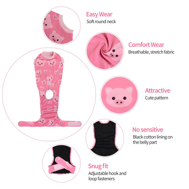 CuteBone Dog Surgery Recovery Suit Cat Surgical Onesie Female Body Suits Male Prevent Pet from Licking Wounds S Pink pig - BeesActive Australia