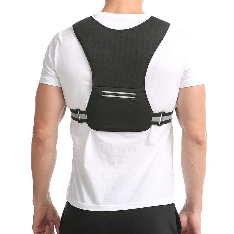 Training and Running Vest Phone Holder, with Adjustable Waistband, Reflective Workout Gear, Black - BeesActive Australia