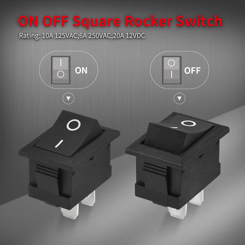 DaierTek KCD1-101 Mini Rocker Switch T85 2 Pin SPST Small ON Off Appliance Rocker Toggle Switch 12V 20A 120V 10A Per-Wired Black -10Pack - BeesActive Australia