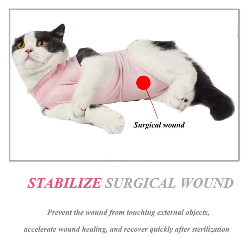 Coppthinktu Cat Recovery Suit for Abdominal Wounds or Skin Diseases, Breathable E-Collar Alternative for Cats and Dogs, After Surgery Wear Anti Licking Wounds Medium Pink - BeesActive Australia