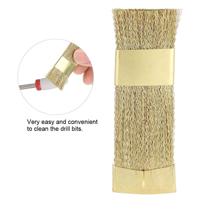 Cleaning Brush, Golden Color Copper Wire Drill Cleaner Brush Manicure Accessories Nail Art Bits Cleaning Brush for Nail Salon and Household - BeesActive Australia