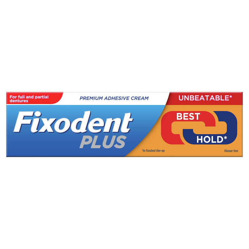 Fixodent Plus Denture Adhesive Cream, Best Hold, Premium, Up To 88% Of The Hold At The End Of The Day, 40 g (Pack of 4) - BeesActive Australia