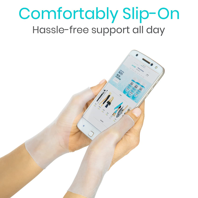 Vive Gel Thumb Wrist Support (Pair) - Hand Brace Cool Wrap For Arthritis Dequervains Tenosynovitis, Sprained Joint Pain, Left and Right Hand Stabilizer - Soft Comfort Splint For Tendonitis Strain White - BeesActive Australia