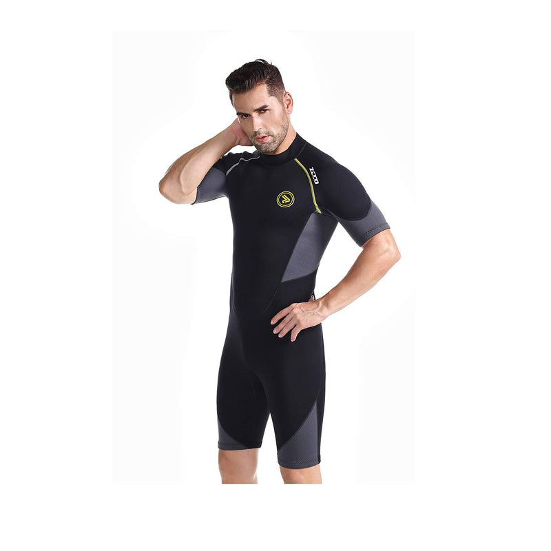 [AUSTRALIA] - ZCCO Men's Wetsuits 1.5/3mm Premium Neoprene Back Zip Shorty Dive Skin for Spearfishing,Snorkeling, Surfing,Canoeing,Scuba Diving Suits 1.5mm Large 