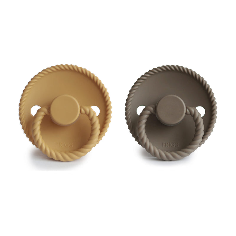 Frigg Rope SilkySoft Silicone Baby Pacifier | Made in Denmark | BPA-Free (Honey Gold/Portobello, 0-6 Months) Honey Gold/Portobello - BeesActive Australia