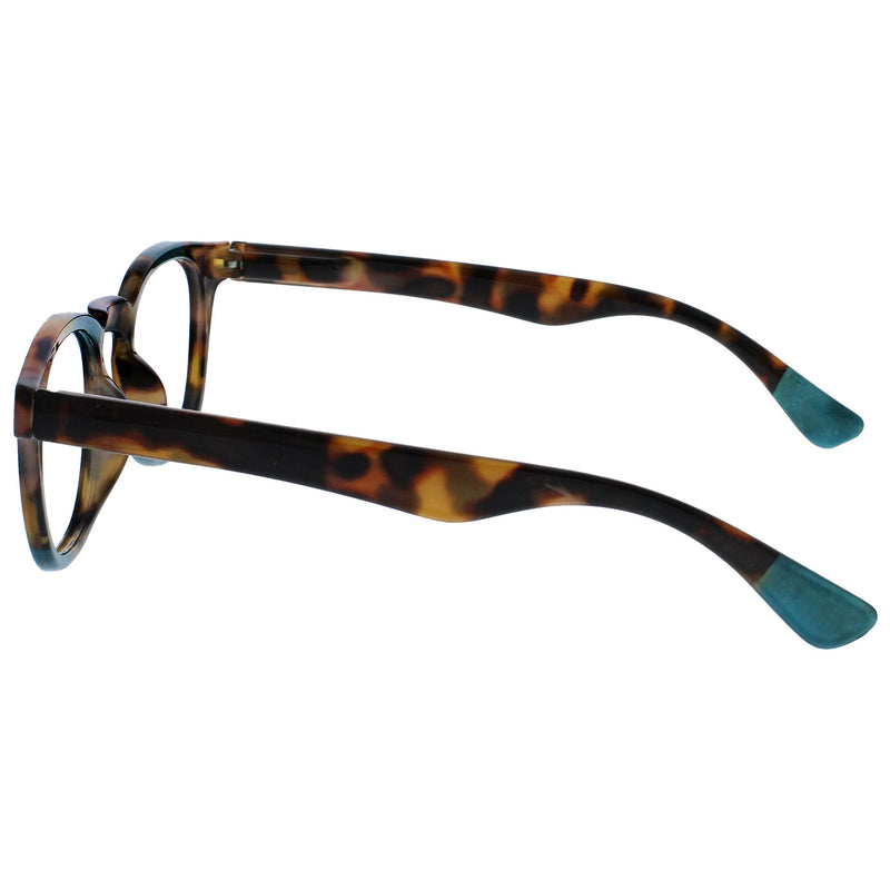 Opulize Ava Womens Ladies Brown Tortoiseshell Turquoise Super Comfort Fit Reading Glasses Spring Hinges R62-Q +2.00 +2.00 Magnification (Pack of 1) Brown Tortoiseshell With a Touch of Turquoise - BeesActive Australia