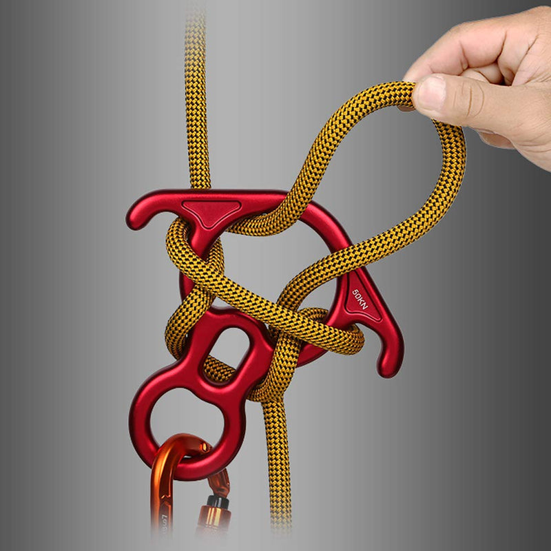 50KN Rescue Figure, 8 Descender Large Bent-Ear Belaying and Rappelling Gear Belay Device Climbing for Rock Climbing Peak Rescue 7075 Aluminum Alloy Red - BeesActive Australia