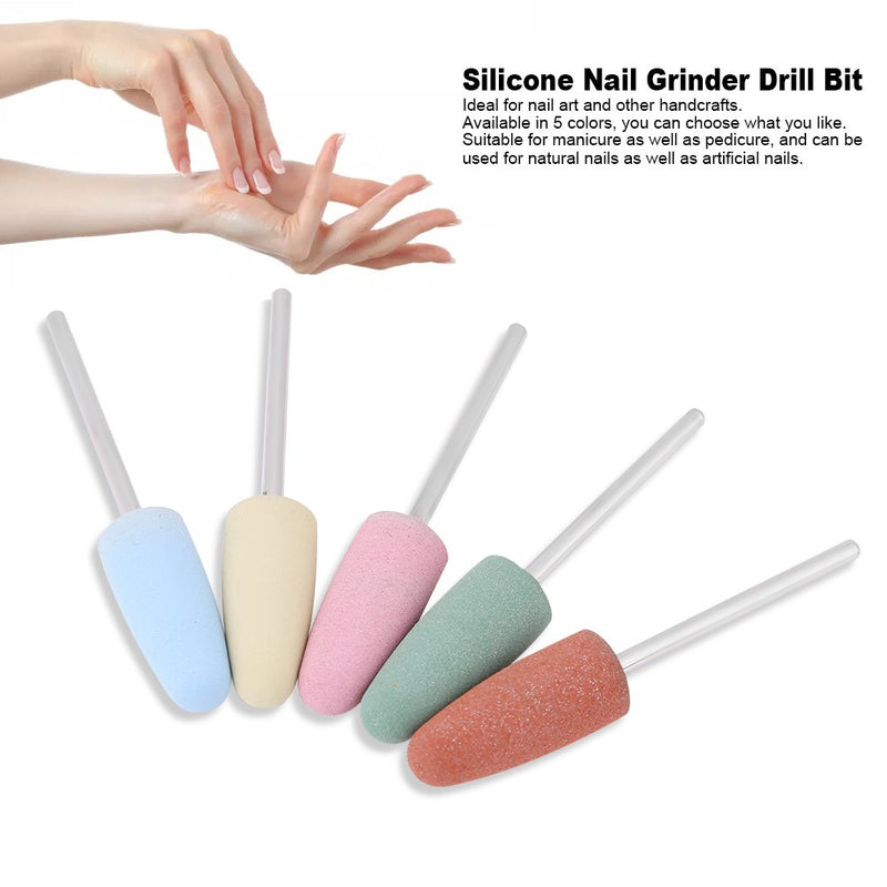 Nail Drill Bits, Nail Art Silicone Polisher, 5pcs Nail Art Silicone Polisher Nail Grinders Drill Bits Manicure Machine Tools for Nail Grinding and Trimming - BeesActive Australia