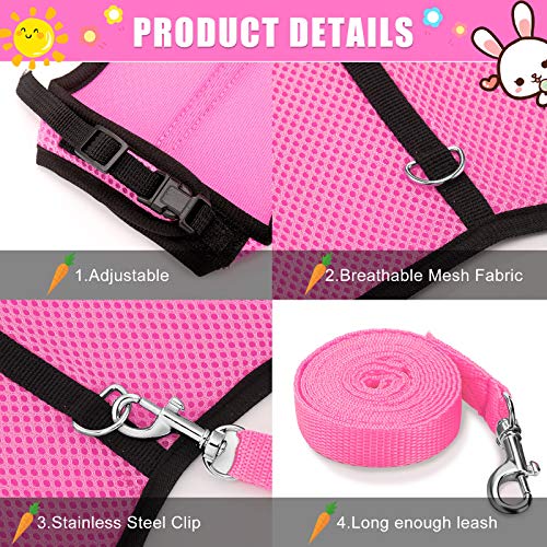 SATINIOR 2 Pieces Bunny Rabbit Harness with Leash Cute Adjustable Buckle Breathable Mesh Vest for Kitten Puppy Small Pets Walking Medium Blue, Pink - BeesActive Australia