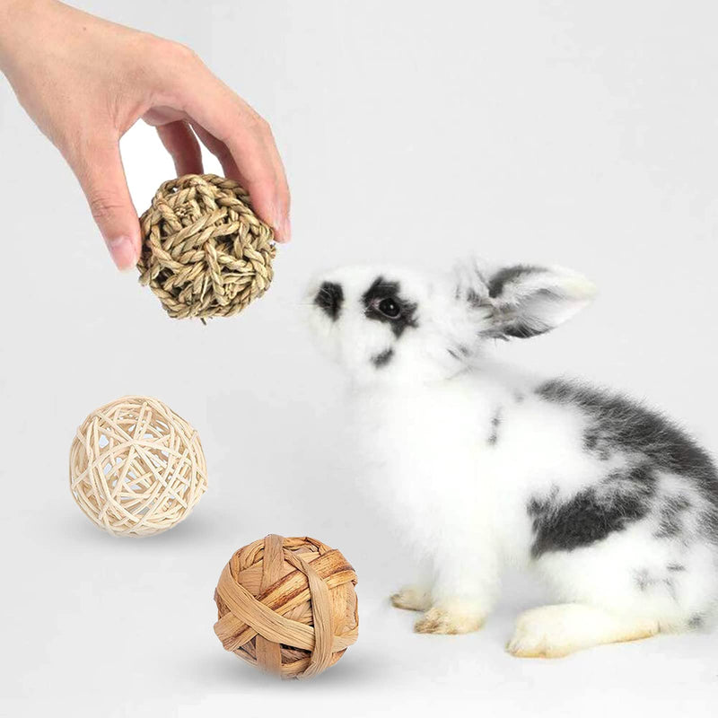 VCZONE Bunny Chew Toys, Rabbit Pet Tooth Chew Toys Organic Natural Apple Wood Grass Cake Ideal for Bunny, Chinchilla, Guinea Pigs, Hamsters Teeth Grinding (9 Pack) - BeesActive Australia