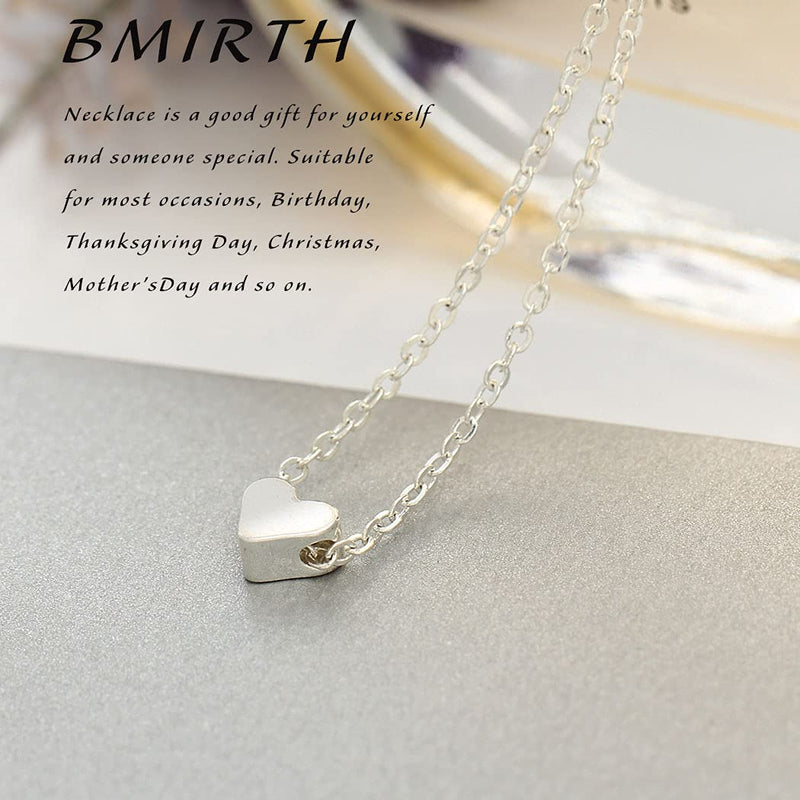 Bmirth Boho Heart Necklaces Chain Silver Charm Pendant Necklace Jewelry for Women and Girls - BeesActive Australia