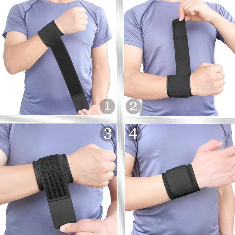 YUNYILAN 2 Pack Wrist Brace Adjustable Wrist Support Wrist Straps for Fitness Weightlifting, Tendonitis, Carpal Tunnel Arthritis, Wrist Wraps Wrist Pain Relief Highly Elastic (Black) - BeesActive Australia