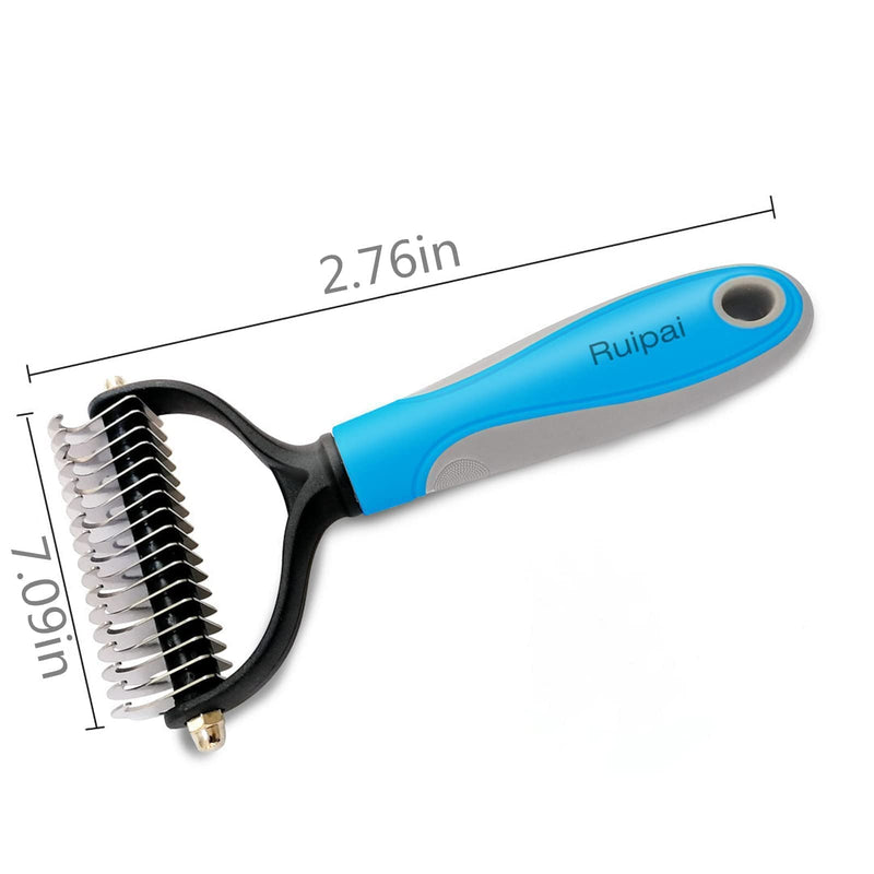 Ruipai undercoat rake for dogs -Pet Grooming Brush, for shedding is used to remove the hair pads and tangles of dogs and cats, large hair removal base , Blue ，double-sided professional -Detangler Comb - BeesActive Australia