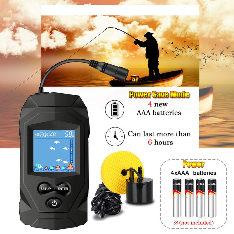 LUCKYLAKER Water Boat Fish Finders Depth Portable Handheld Fish Finder Transducer Wired Ice Fishing Finders Sonar - BeesActive Australia