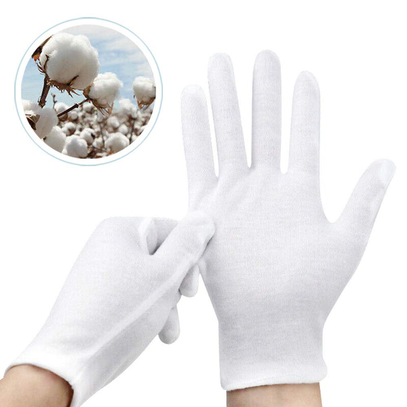 12 Pairs White Cotton Gloves Moisturizing Gloves for Women and Girls (M Size) - BeesActive Australia