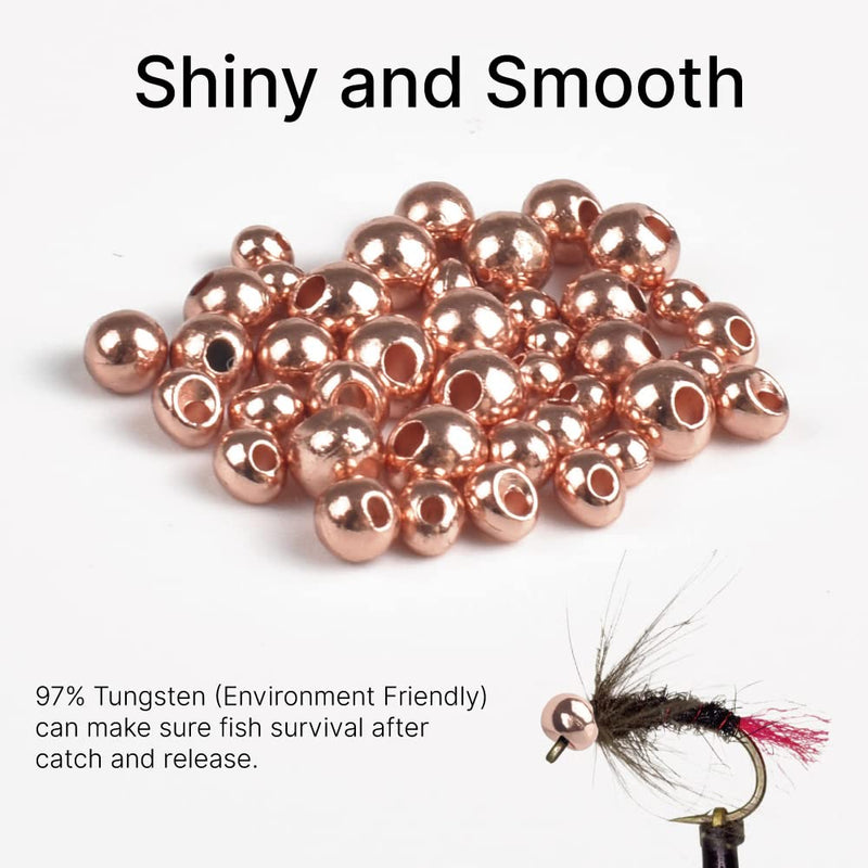 MUUNN 100pcs Fly Tying Tungsten Beads,Tungsten Jig Off Beads Nymph Head Ball for Fly Tying Material 5 Colors Copper 3.3mm - BeesActive Australia