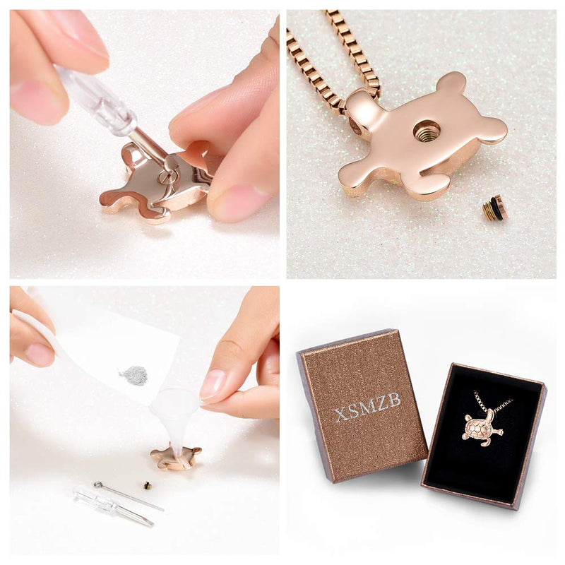 XSMZB Sea Turtle Cremation Jewelry for Ashes Urn Necklace for Ashes Cremation Jewelry for Ashes Necklace for Men Women Memorial Ash Keepsake Pendant Big Rose Gold - BeesActive Australia