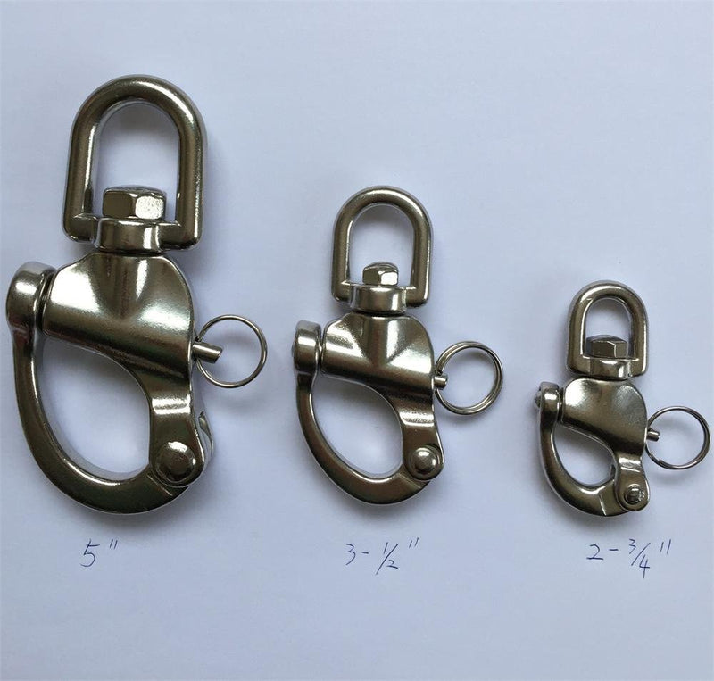 [AUSTRALIA] - Jingyi Marine Durable Stainless Steel Snap Shackles Quick Release Swivel Bail Rigging (2-3/4") 