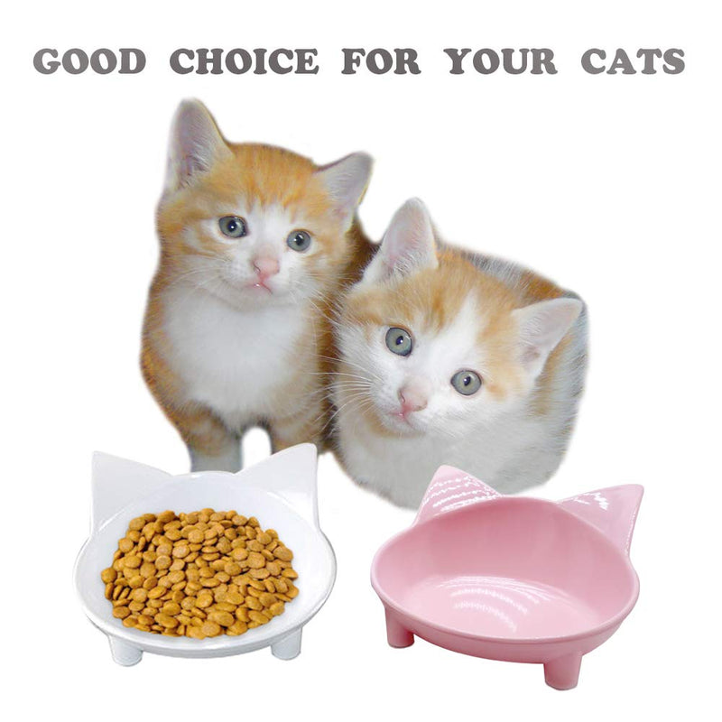 Lorde Cat Bowl, Shallow Cat Food Bowls,Wide Cat Dish,Non Slip Cat Feeding Bowls,Cat Food Bowl for Relief of Whisker Fatigue Pet Food & Water Bowls Set of 2 white/pink - BeesActive Australia