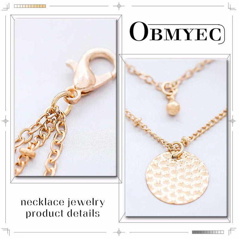 Obmyec Fashion Bar Necklaces Gold Beaded Choker Pendant Layered Neck Link Chain Long Sequins Necklace Chain Dainty Adjustable Necklace Jewelry for Women and Girls - BeesActive Australia