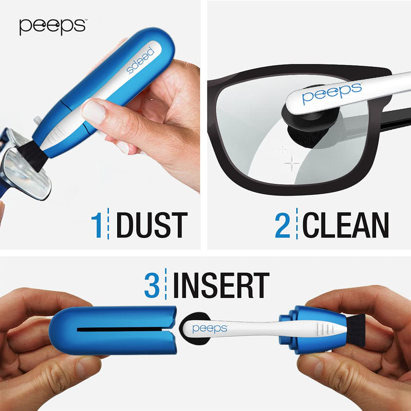 Peeps Eyeglass Cleaner - Carbon Lens Cleaning Tool for Glasses, Spectacles, Sunglasses, Reading Glasses - No Wipes or Cloth (Matte Blue) Matte Blue - BeesActive Australia