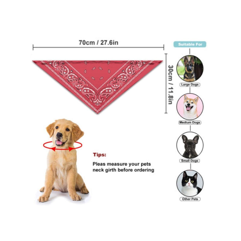 Dog Bandana Scarf Triangle Bibs Pet Accessories Cat Kerchief Black Border Red Colorful Paisley - BeesActive Australia