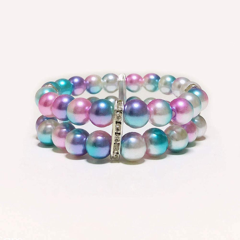 PETFAVORITES 2 Row Pearls Dog Necklace Jewelry with Bling Rhinestones for Pets Cats Small Dogs Girl Female Puppy Chihuahua Yorkie Wedding Clothes Costume Outfits Accessories, Ombre Purple, Elastic Neck Size: 12" - BeesActive Australia