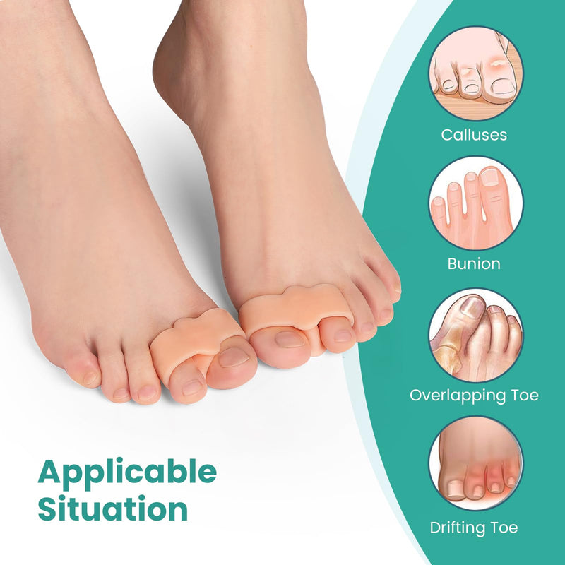 Welnove Pack of 12 Bunion Corrector, Toe Separators with 2 Loops, Big Toe Spacer Suitable for Bunion and Overlapping Toe (Beige) - BeesActive Australia
