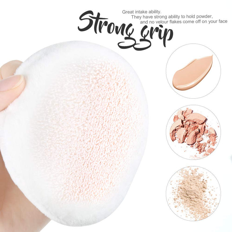 Teenitor 4 Pcs 4.13 inch Powder Puff For Body Powder Loose Powder, Ultra Soft Large Round Velour Smooth Apply Puff With Ribbon Band Handle White - BeesActive Australia