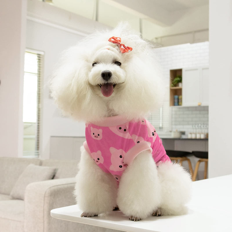 CuteBone Dog Surgery Recovery Suit Cat Surgical Onesie Female Body Suits Male Prevent Pet from Licking Wounds S Pink pig - BeesActive Australia