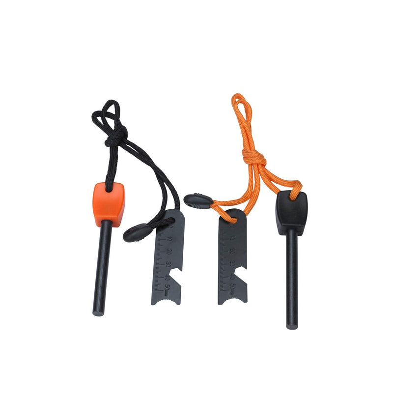 FOSTAR Ferrocerium Alloy Rod Fire Starter, 5/16 Inch Thick Waterproof Fire Steel, Bushcraft Ferro Rod with Easy Grip Handle, Multi-Tool Striker and Paracord Lanyard ( 2PCS, Black and Orange) - BeesActive Australia
