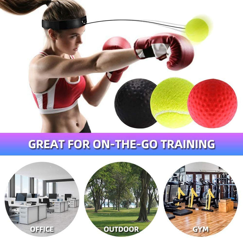 Govary Boxing Reflex Ball Set with Headband - 3 Difficulty Levels Funching Balls, Perfect for Reaction, Agility, Punching Speed, Fight Skill and Hand Eye Coordination Training - BeesActive Australia