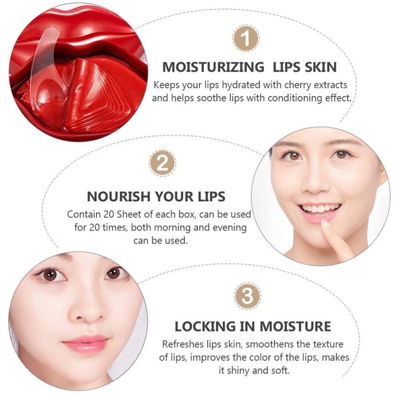 Healifty 20pcs Gel Lip Mask Crystal Lip Masks Lip Plumper Pads Gel Patch Lip Pads for Moisturizing Lip Remove Dead Skin Anti Chapped Anti-Aging - BeesActive Australia