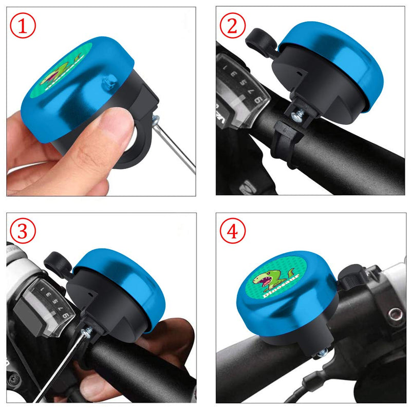 OOK Bike Bell for Kids,Aluminum Bicycle Bell Bicycle Bell with Crisp Loud Sound Adjustable Bike Ringer Dinosaur Blue - BeesActive Australia