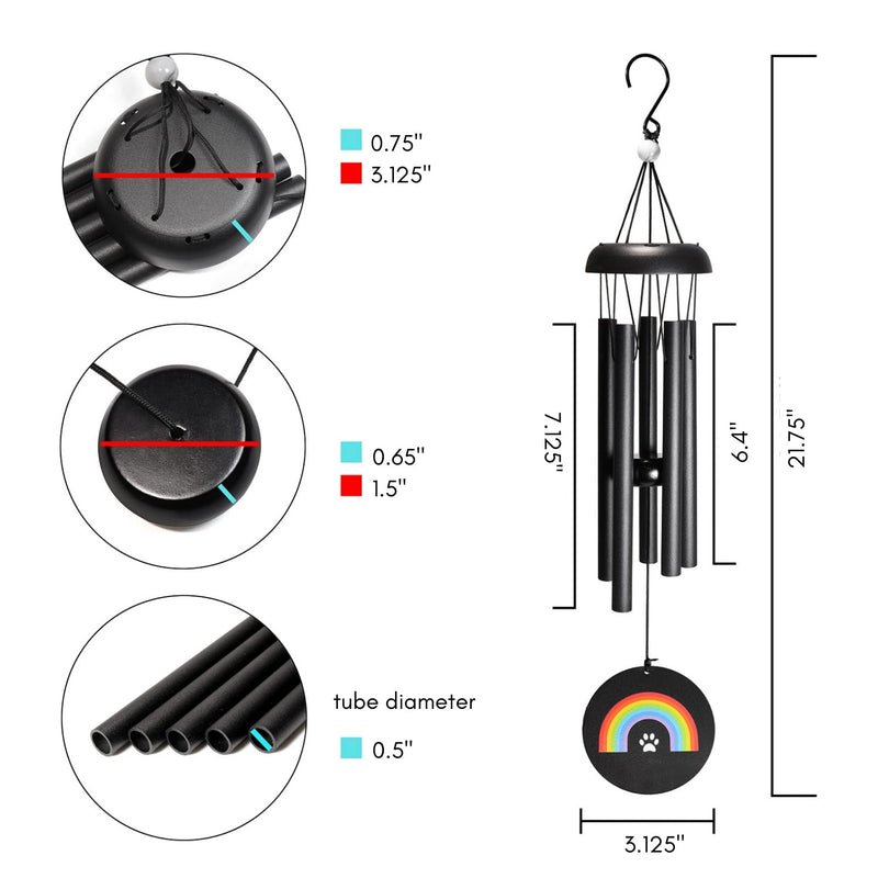 Solsken Home Dog Memorial Wind Chime, Pet Memorial Windchime, Dog Memorial Gifts - Black 22” - BeesActive Australia