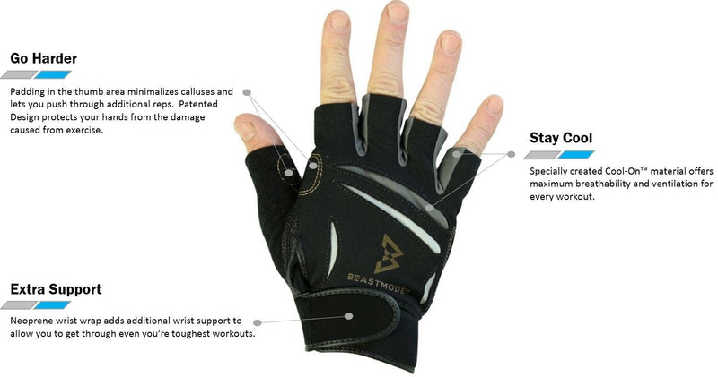 BIONIC Women's Beast Mode Fitness Fingerless Gloves X-Large - BeesActive Australia