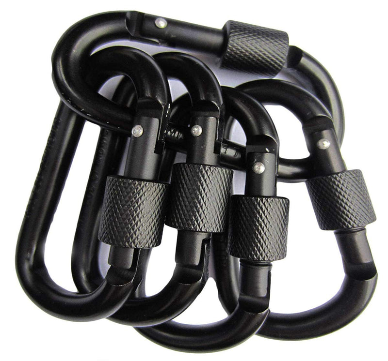 10 Pack Locking Carabiner Clip D Shape Spring-Loaded Gate Aluminum Keychain Gate Buckle for Home, Rv, Camping, Fishing, Hiking, Traveling and Keychain - Black 10 Pack - BeesActive Australia