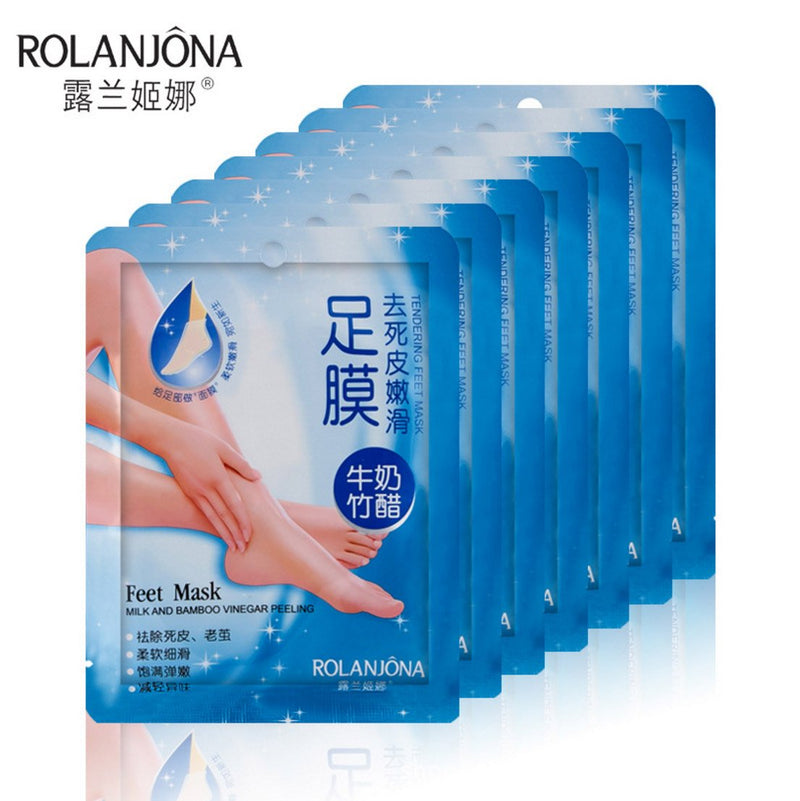 ROLANJONA 7pairs=14pcs Milk Bamboo Vinegar Remove Dead Skin Foot Skin Smooth Exfoliating Feet Mask Foot Care - BeesActive Australia