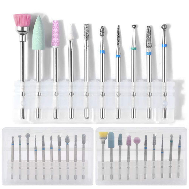 30pcs Mill Ceramic Diamond Nail Drill Bit Brushes Ball Stone Cuticle Cleaner Manicure Machine Rotary Burr Pedicure Tools Nail Files Electric Machine Accessory - BeesActive Australia