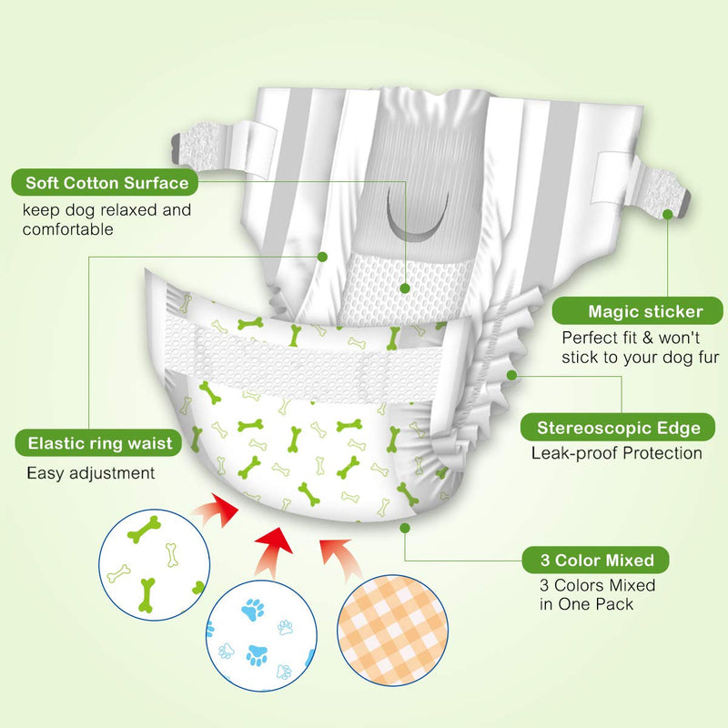Pet Soft Disposable Female Puppy Dog Diaper 12-72pcs XXS- 12 Count Mixed - BeesActive Australia