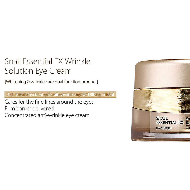 [THESAEM] Snail Essential EX Wrinkle Solution Eye Cream 30ml + 2PCS of Gift Sample (Random) / Wrinkle Care with Highly Enriched Gold Snail, K Beauty - BeesActive Australia