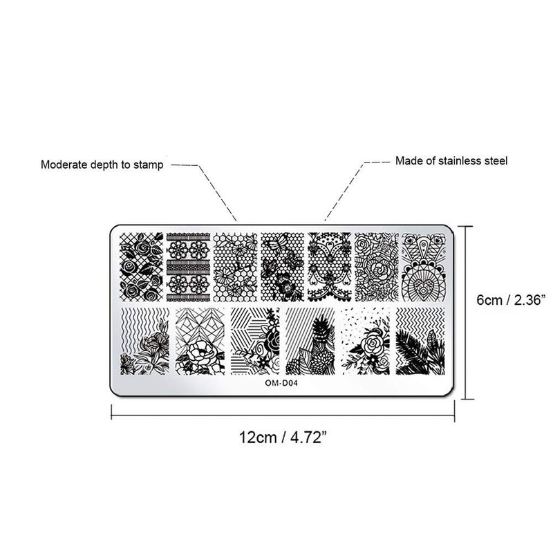 WOKOTO Nail Art Plates Stamping Set Kit Animals Lace Geometry Classic Image Stamping Templates For Nail Art - BeesActive Australia