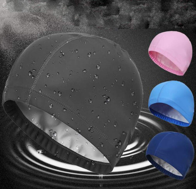 Flyusa FZBNSRKO Candy Color Waterproof High Elastic Lycra Swim Caps with PU Coat PU Swimming Cap for Men and Women Long Hair White - BeesActive Australia