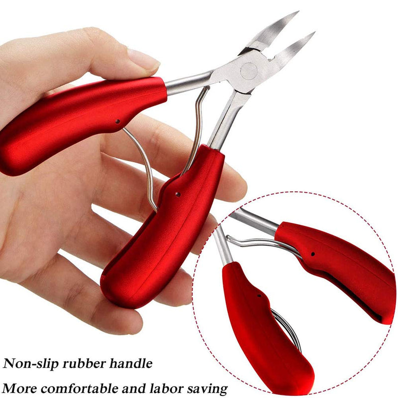 Toenail Clippers, Nail Clippers for Thick Toenail and Ingrown Nails - Heavy Duty Toenail Nippers, Long handled Toe Nail Clipper - Nail Clippers for Men and Senior (red） - BeesActive Australia